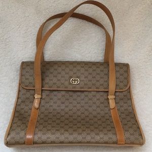 Vintage Gucci monogram brown leather handbag